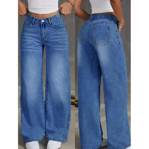 Cheap Price Streetwear High Street Mid Waist Denim <b>Jeans</b> Men Solid <b>Button</b> Long Straight Pants Washed Breathable Eco-Friendly - Product Image 4