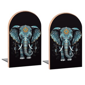 Reclaimed Teak Wood Hand-Carved <b>Elephant</b> <b>Bookends</b> Wholesale - Moradabad - Product Image 1