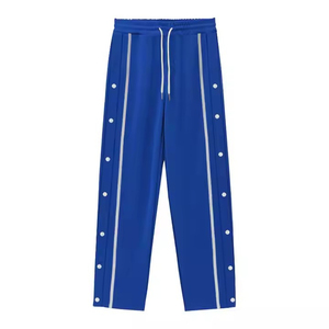 Pantalon de jogging formel en toile polyester/coton pour homme avec cordon de serrage, pantalon de survêtement en coton pour homme avec bande latérale et taille élastique - Product Image 4