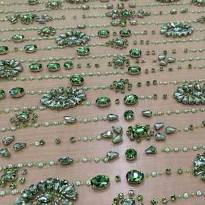 Tela de Encaje con Cuentas de Cristal, Elegante, Lujosa, Clásica, Bordada, con Apliques de Pedrería 3D, Malla de Tul, Hecha a Mano, de Alta Gama - Product Image 1