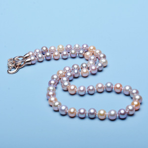 Collier de perles d'eau douce Tilian 7-8 mm, couleur bonbon presque mélangée, avec une forte luminosité, presque sans défaut - Product Image 2