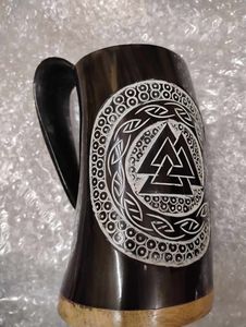 Jarra de Cerveza de Alta Calidad Hecha a Mano con Diseño de Lobo Fenrir de Juego de Tronos, Inspirada en el Mundo Vikingo Nórdico, con Cuerno de Búfalo Auténtico - Product Image 6