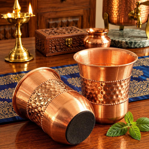 Wholesale Handcrafted Copper Beaded Tumbler Glass <b>for</b> Water Drinking Decorative Traditional Drinkware - Product Image 1