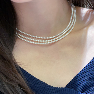 Collar de Moda de Oro de 18K, Cadena Multicapa de 3-4mm con Mini Caras Sonrientes, Collar de Perlas Naturales de Agua Dulce, Collar de Moda en Capas - Product Image 4