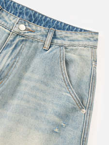 กางเกงยีนส์ผู้ชายทรงหลวมสไตล์วินเทจแบบถักลาย Stonewashed ขาดๆ แบบ Distressed ขากว้าง เหมาะสำหรับสตรีทแวร์ ฤดูใบไม้ร่วงและฤดูหนาว - Product Image 5