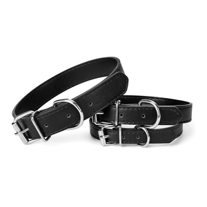 Easy to Clean Classic Retro Style Adjustable Buckle <b>Dog</b> Leather Collars Top Fashion Elegant Plain Blank Leather Made Collar - Product Image 2