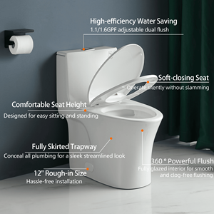 1.1/1.60 GPF doppio filo Gloss wc bianco acqua-risparmio allungata altezza Comfort montato pavimento morbido chiusura sedile 1000 - Product Image 3