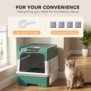 Lettiera Intelligente per Gatti Teal con Ingresso Frontale e Uscita Superiore, Copertura e Cassetto per Facile Pulizia, Adatta anche per Cani - Product Image 6