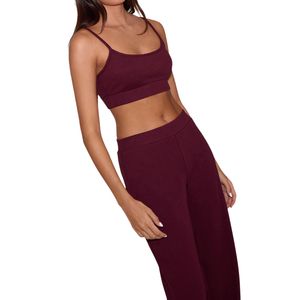Conjunto de Ropa Deportiva Transpirable para Mujer al por Mayor, Leggings Sólidos con Cintura Elástica y Sujetador Deportivo sin Espalda - Product Image 2
