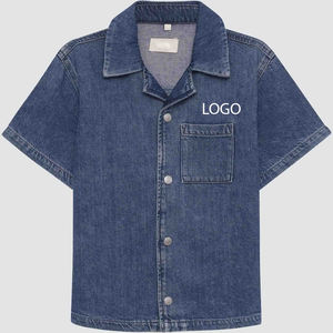 Camiseta Casual de Mezclilla para Niños con Cuello Camisero y Cierre de Botones para Compradores al por Mayor, Ropa de Exterior Moderna con Logotipo 2026 - Product Image 1