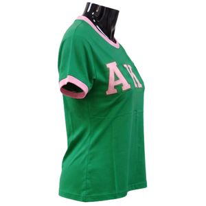 Women Pink Green Black Ringer T Shirt Classic Letter Embroidered Casual <b>Top</b> Short Sleeve Fashion Apparel Stylish Everyday Wear - Product Image 4