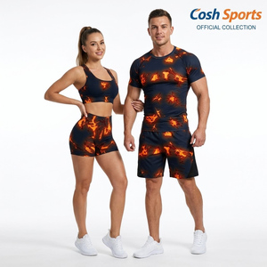 Découvrez notre ensemble de fitness unisexe slim fit à haute élasticité et sans coutures, sublimé |   Ensemble de vêtements de sport personnalisés assortis - Product Image 1