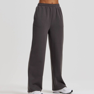 Pantalon de survêtement large pour femme, coupe droite, 100 % coton, taille élastique, anti-plis, séchage rapide, respirant, logo personnalisé - Product Image 1