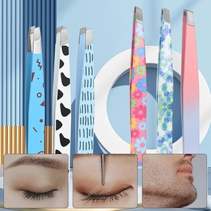 Pinzas para Cejas de Acero Inoxidable con Punta Puntiaguda de Estilo Clásico Ryzer Studio, Mangos con Diseño Azul Ecológico y Punta Inclinada - Product Image 5