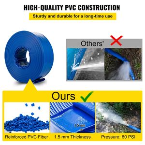 Heavy Duty 3\" X 105\FT PVC Lay Flat Garden <b>Hose</b> Weatherproof Burstproof ID for Backwash Drain <b>Clamp</b>-Quality Garden <b>Hoses</b> Reels - Product Image 3
