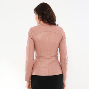 Veste en cuir véritable pour femme, respirante, de haute qualité, couleur personnalisée, grande taille, style motard - Product Image 2