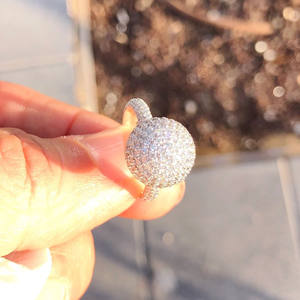 Anillo de Plata de Ley 925 con Moissanita de Corte Redondo, Estilo Bola de Discoteca, Anillo de Cóctel con Pavé, Joyería Hip Hop para Hombre - Product Image 3