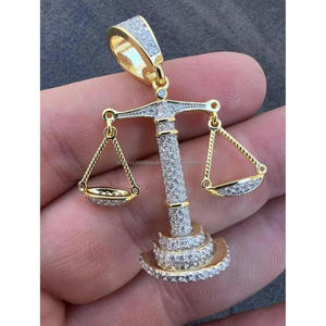 Colgante Balanza Iced Out con Diamante Moissanita, Plata de Ley 925 Bicolor, Joyería de Declaración Estilo Hip Hop - Product Image 5