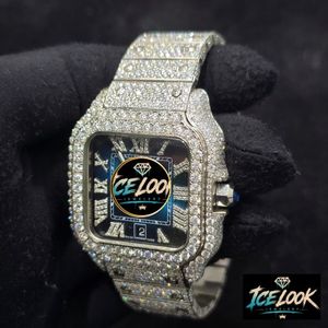 ICELOOK <b>Men's</b> Luxury Stainless Steel Rectangle Quartz <b>Watch</b> 40mm Dial Sapphire Crystal Luminous Hands Folding Clasp - Product Image 4