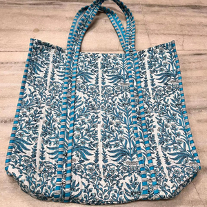 Women's Hand-Block Pure Cotton <b>Canvas</b> Tote Bag with Custom Design and Strong Stitching for Daily Shopping Summer For Women - Product Image 1