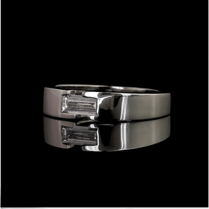 Luxury Baguette Cut 0.50 CT Lab Grown Diamond Men's Band <b>Ring</b> 18kt White Gold IGI Certification VVS-VS E Color Wedding - Product Image 2