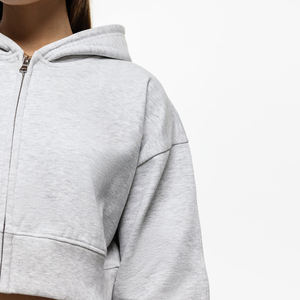 Sudadera con Capucha Corta Sexy para Mujer, Personalizada OEM, de Alta Calidad, 100% Algodón Orgánico Francés, con Hombros Caídos - Product Image 5