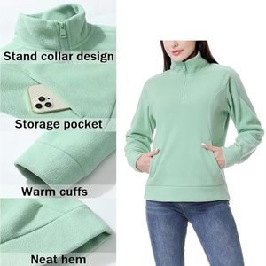 100% High Quality Lightweight Fleece Polyester/Cotton Eco-Friendly Minimalist Stand <b>Quarter</b> <b>Zip</b> <b>Sweatshirt</b> Breathable Front - Product Image 6