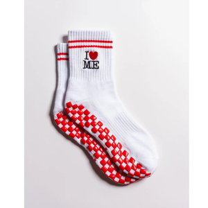 Calcetines de Tobillo Personalizados con Rayas Blancas y Rojas, Antideslizantes, de Algodón, para Uso Diario, Estilo Regular, Calcetines Tejidos para Yoga, Tenis, Pilates - Product Image 1
