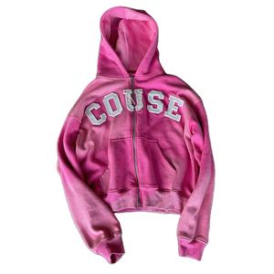 100% algodón estampado personalizado Sudadera con capucha flor sudaderas con capucha hombres diseñador Casual bordado desgastado lavado ácido - Product Image 2