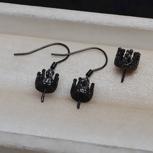 Pendentif couronne stéréoscopique baroque en argent S925, ensemble de crochets d'oreille, accessoires de bricolage, plateau vide en forme de perle 9-14, apprêts de bijoux - Product Image 4