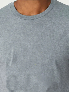 Camiseta Unisex Gris de Cuello Redondo y Manga Corta, Corte Regular, Color Sólido, Informal, Tejido Ecológico, Secado Rápido, para Todas las Temporadas, 100% Algodón - Product Image 3