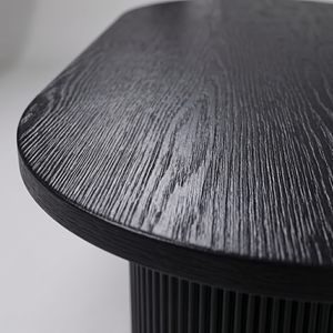Mesa de Comedor Ovalada Moderna, Mesa con Pedestal de Madera Maciza, Base Acanalada, Muebles Minimalistas de Estilo Japonés para el Hogar y Restaurantes - Product Image 6