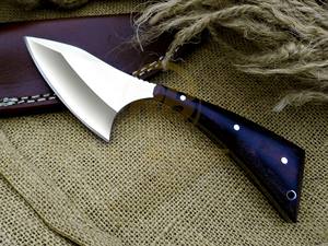 Cuchillo de desollar hecho a mano de acero inoxidable, cuchillo de caza de hoja fija, mango ergonómico de madera, cuchillo para acampar al aire libre con funda. - Product Image 3