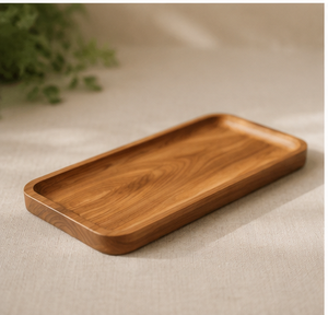 Plateau de service rectangulaire moderne en bois fait main, plateau décoratif, support de rangement utilitaire pour la maison, l'hôtel, le café - Product Image 3