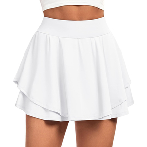 Best Selling Sports Skirt Women's <b>White</b> Tennis Skirt Elastic Waist Moisture Wicking Breathable Quick Dry Solid Color Sport Wear - Product Image 5
