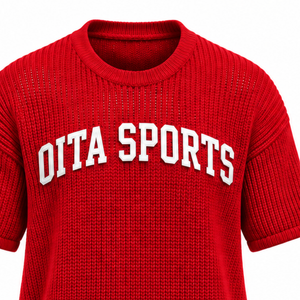 <b>Bright</b> Red <b>Men</b> Knitted T <b>Shirt</b> Short Sleeve Crew Neck Textured Casual Top Custom Printed Streetwear Summer Fashion Wholesale - Product Image 3