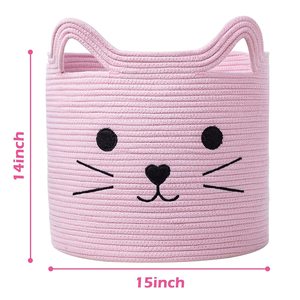 Panier de rangement en forme de chat mignon, panier tissé pour organiser les jouets, la lessive, la décoration de la chambre d'enfant et de la maison - Product Image 4