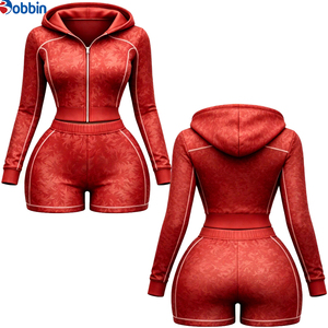 Conjunto de Chaqueta Deportiva con Capucha y Pantalones Cortos para Mujer, con Logotipo Personalizado, para Uso Diario, Todas las Temporadas, Diseño Vintage, Transpirable, Impermeable, con Forro y Cremallera - Product Image 4