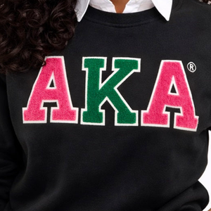 For Green Fleece <b>Winter</b> Casual Sweatshirt <b>Women</b> Greek Letter Embroidered Premium Crew Neck Front Logo <b>Top</b> - Product Image 4