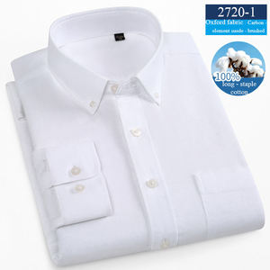 เสื้อเชิ้ตผู้ชายผ้าถักเนื้อนุ่มระบายอากาศได้ดี น้ำหนัก 160 กรัม ผลิตจากโพลีเอสเตอร์/คอตตอน ซาติน สีพื้น สไตล์ลำลอง ป้องกันการยับ กระดุมเดี่ยว ปกคอพับได้ - Product Image 2