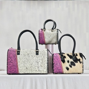 Bolsos de Hombro de Lujo Vintage de Diseñador, de Piel de Vacuno Genuina con Panel Floral, Cierre de Cremallera, Juego de Dos Correas, 3 Piezas - Product Image 1