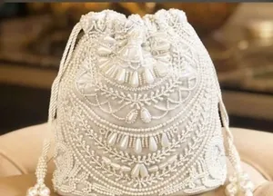 Sac Potli en Coton Brodé de Perles Fait Main Vintage Ethnique Écologique à Motif Personnalisé avec Fermeture Ouverte Pochette Sacs de Créateur pour Femmes - Product Image 3