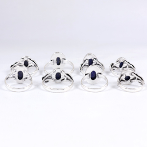 Anillo de Compromiso y Boda para Mujer, Hecho a Mano, con Lapislázuli, Decorativo, con Cuentas, Chapado en Plata de Ley, Estilo Vintage - Product Image 5