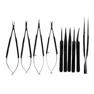 Kit d'instruments chirurgicaux noirs en acier inoxydable : pinces, ciseaux, sondes pour la formation en clinique, fabriqué par ZUOL. - Product Image 3