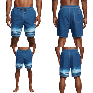 Pantalones Cortos Contemporáneos para Hombre con Diseño Gráfico de Horizonte Costero, Construcción Atlética de Primera Calidad y Estilo de Vida Atractivo - Product Image 3
