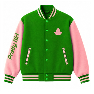 Chaqueta Varsity Personalizada para Mujer, Modelo OEM 2026 Alpha, Bordado Alpha, 100% Lana, Impermeable y Ecológica - Product Image 4