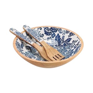 ชามไม้พรีเมียมสุดหรูพร้อมลายเรขาคณิตสีดำเคลือบด้านในเพื่อการเสิร์ฟอย่างมีระดับ - Product Image 2