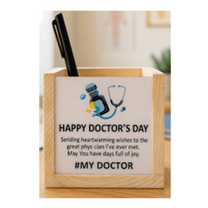 Wooden Mobile Stand Pen Holder Table <b>Top</b> Desk Organizer-Promotional Office Products Personalized for Valentine's Day Christmas - Product Image 4
