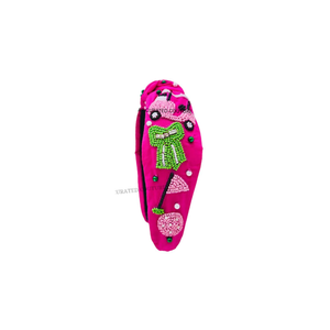 Diadema rosa con nudos para fanáticos de equipos de golf, accesorio para el cabello, diadema de cuentas de última moda, diseños de cuentas hechos a mano y personalizados. - Product Image 1