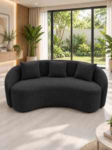 Canapé Courbé Cello Noir par Emerald Sofa, Canapé Rond Moderne et Contemporain pour Salon, Studio, Fabrication Personnalisée de Tissus - Product Image 2